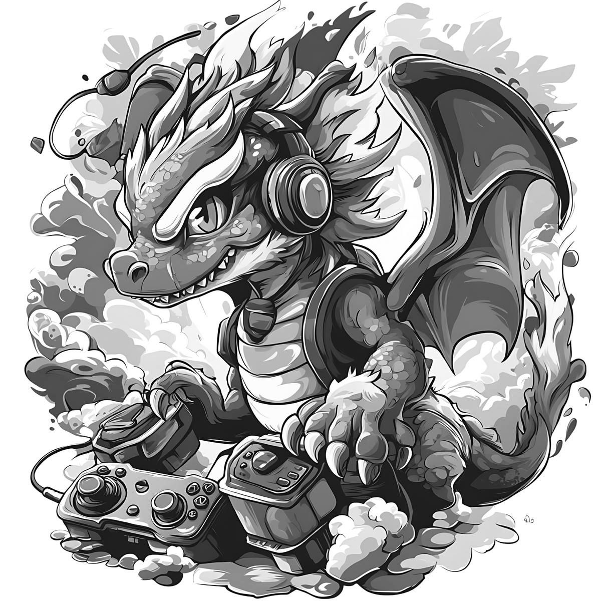 Gamer Dragon Engraved Coaster Set of 4 โ Fantasy Gaming Drink Coasters