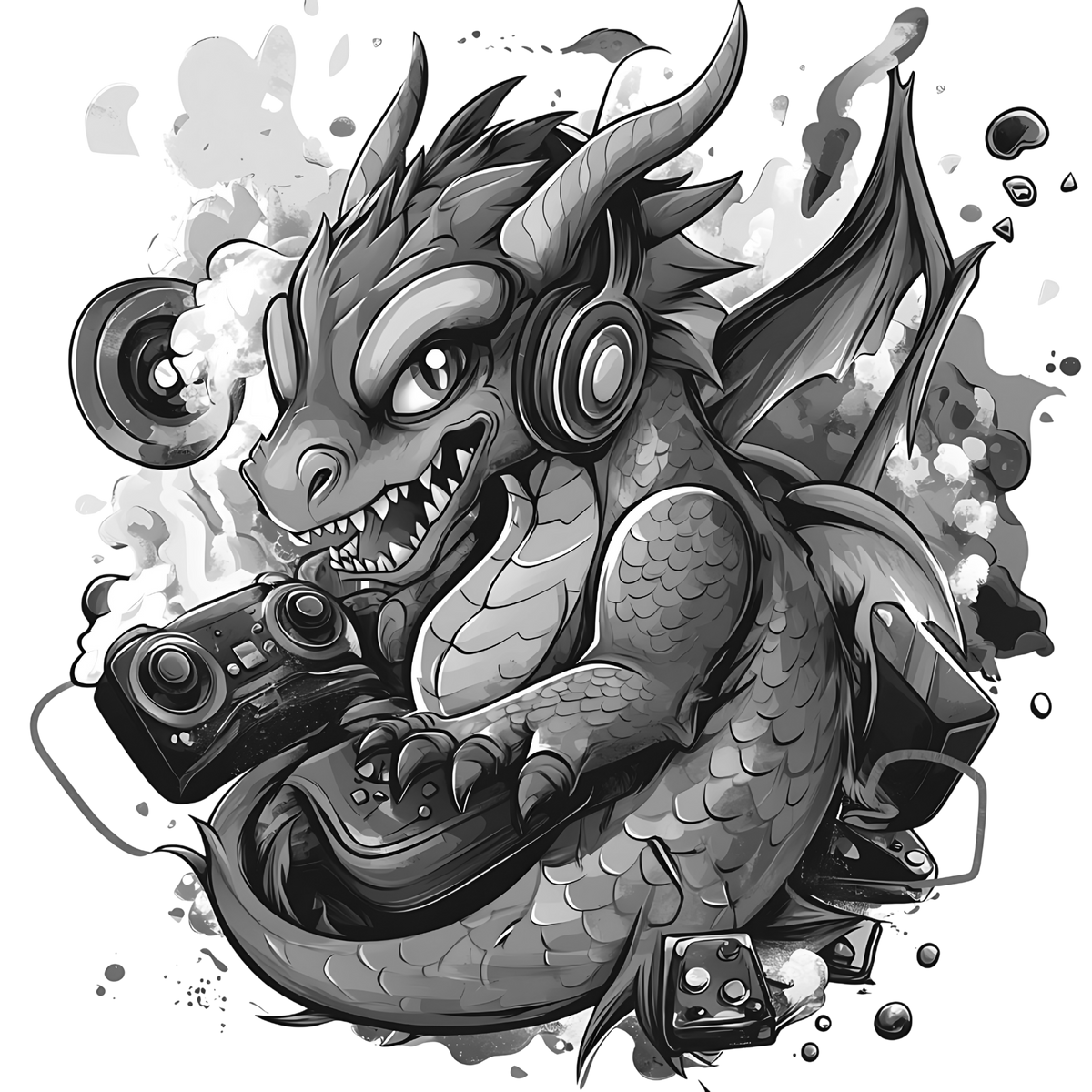Gamer Dragon Engraved Coaster Set of 4 โ Fantasy Gaming Drink Coasters