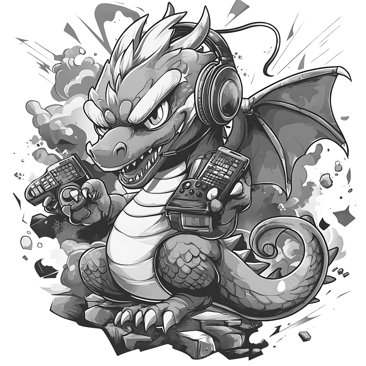 Gamer Dragon Engraved Coaster Set of 4 โ Fantasy Gaming Drink Coasters