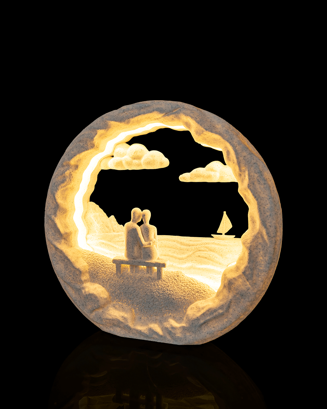 Dockside Dream LED Table Lamp – Romantic Couple Sunset Light