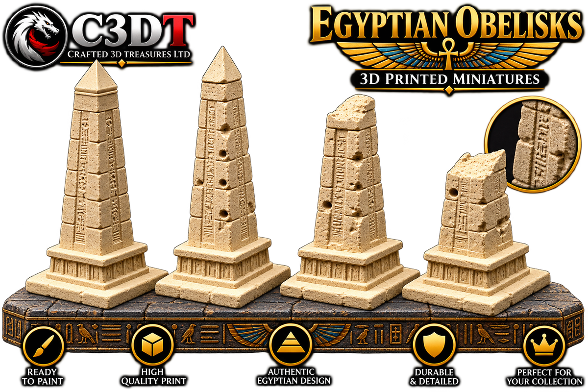 Ancient Egyptian Obelisks – Set of 4 | 3D Printed Scenery
