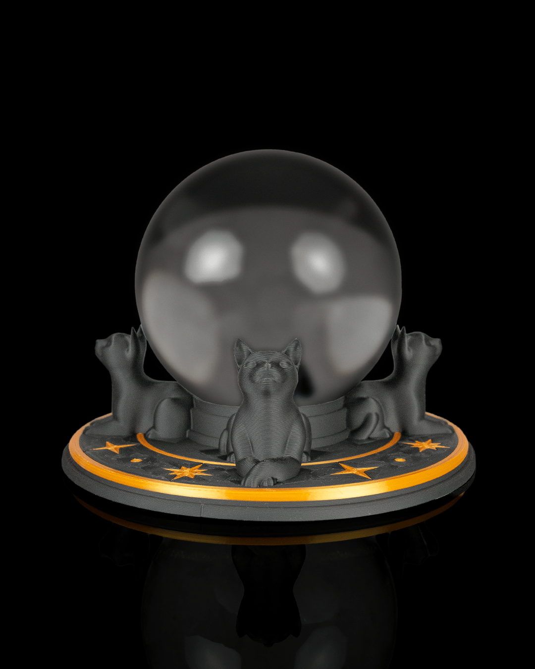 Moonlit Cats โ 3D Printed Crystal Ball Holder | Mystical Cat Ornament