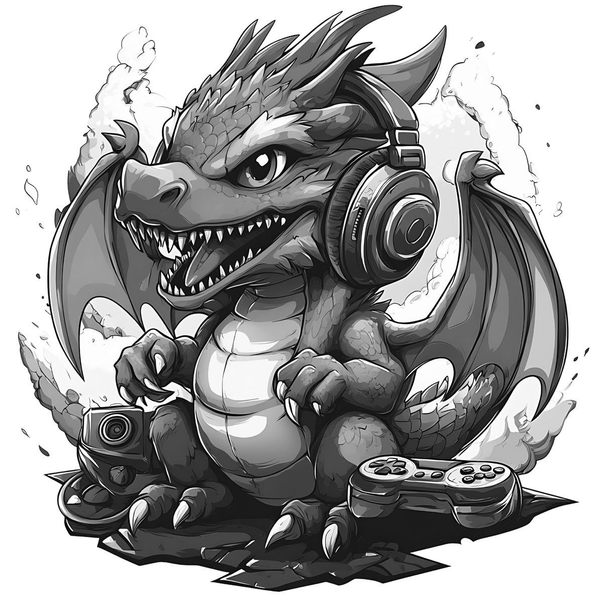 Gamer Dragon Engraved Coaster Set of 4 – Fantasy Gaming Drink Coasters