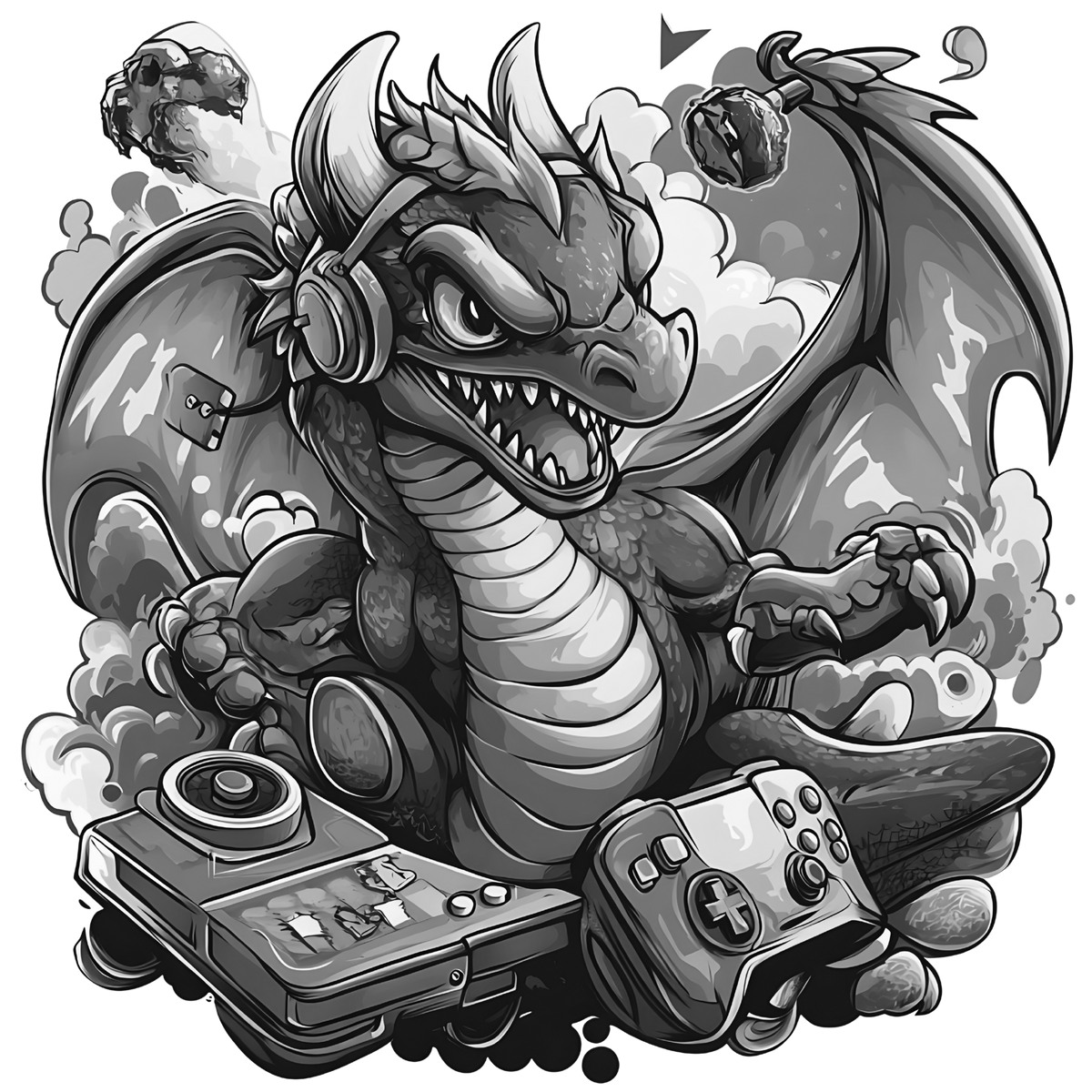 Gamer Dragon Engraved Coaster Set of 4 – Fantasy Gaming Drink Coasters