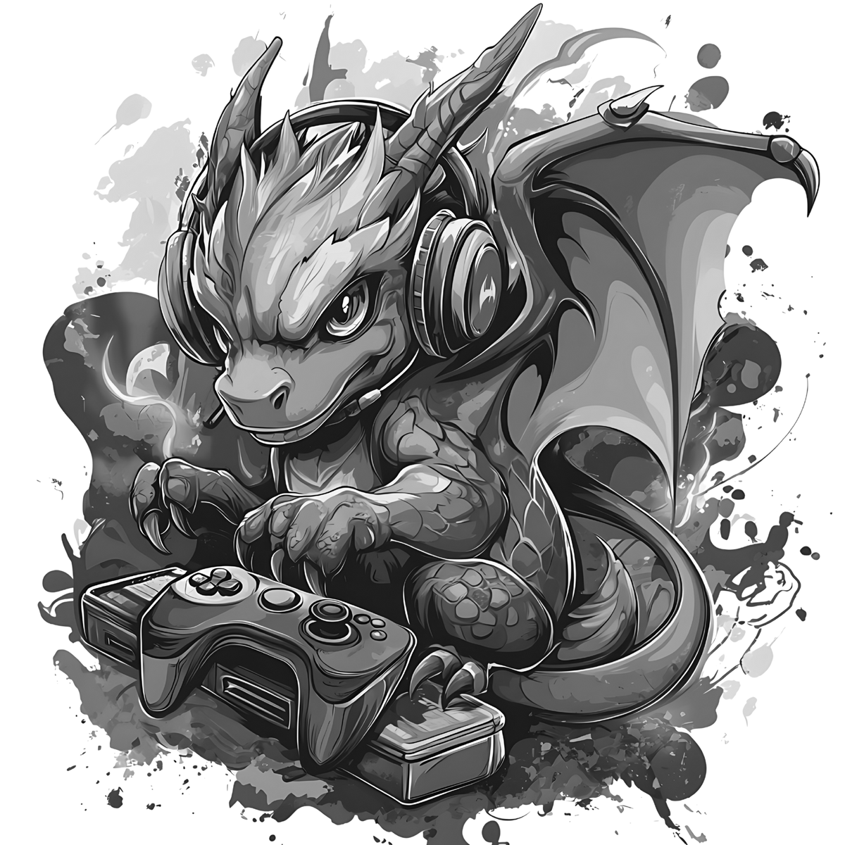 Gamer Dragon Engraved Coaster Set of 4 – Fantasy Gaming Drink Coasters