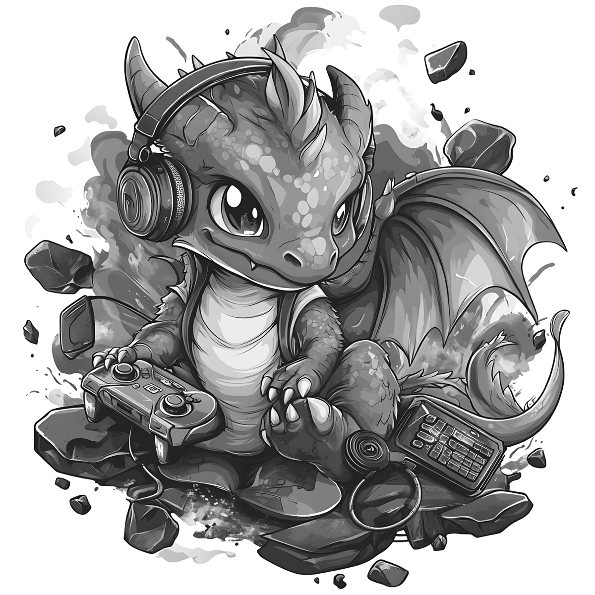 Gamer Dragon Engraved Coaster Set of 4 – Fantasy Gaming Drink Coasters