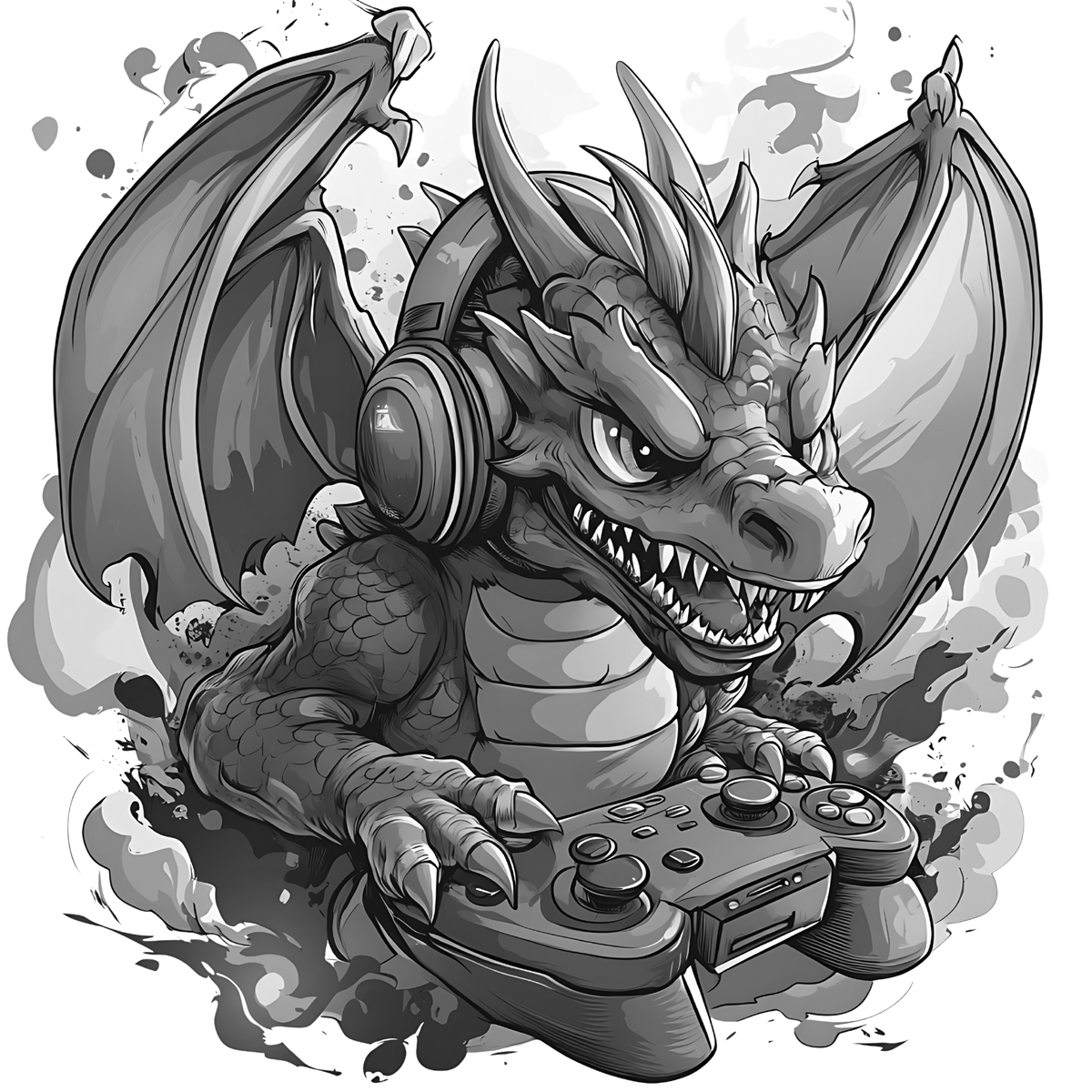 Gamer Dragon Engraved Coaster Set of 4 – Fantasy Gaming Drink Coasters