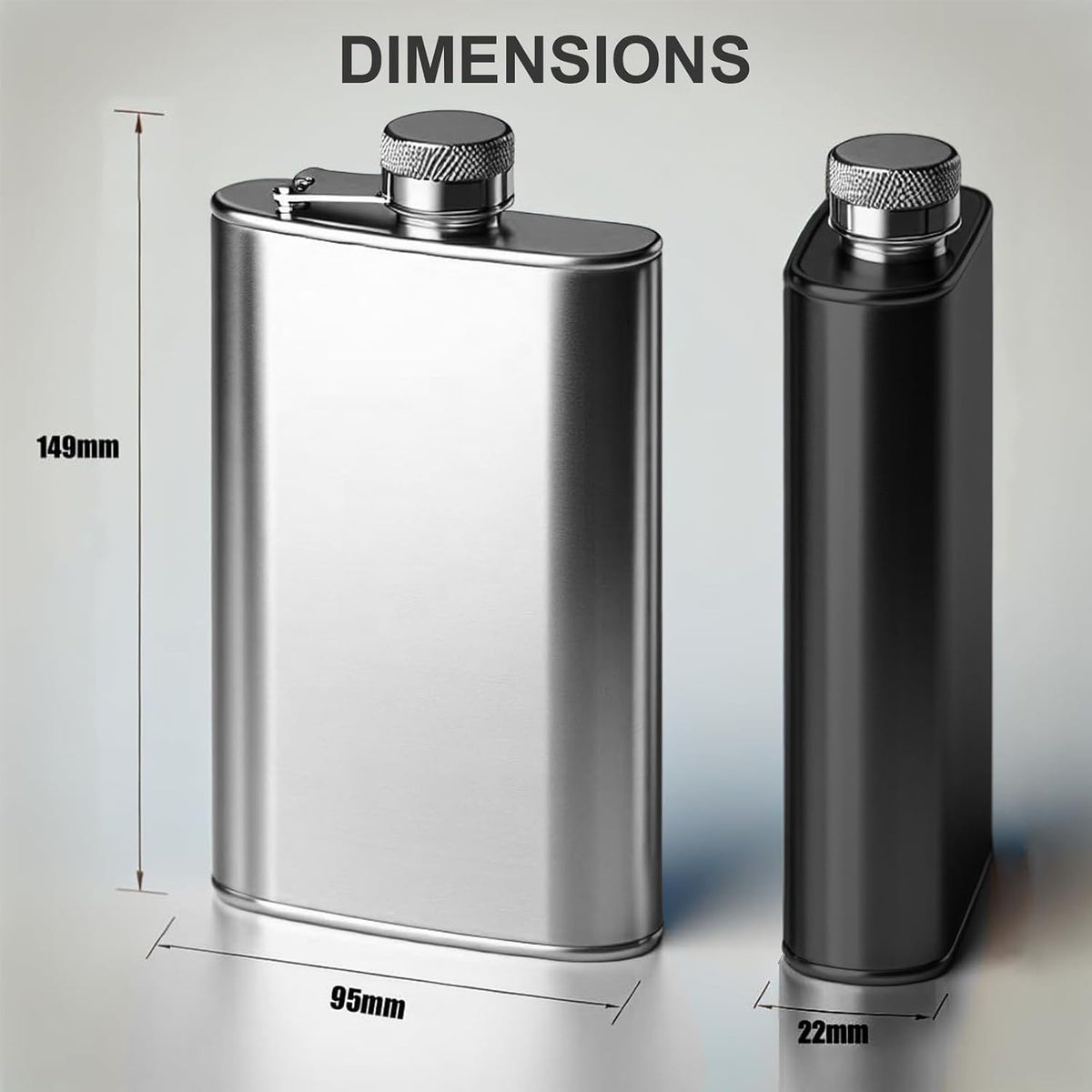 Personalised Engraved 8oz Stainless Steel Hip Flask – Black &amp; Silver