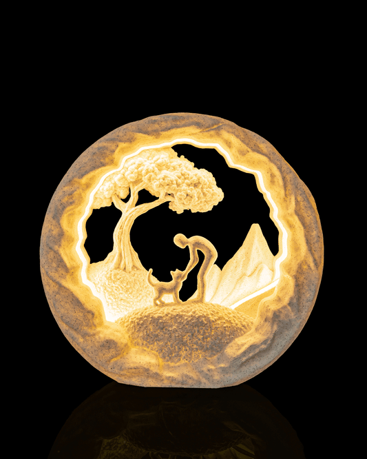 Best Friends LED Table Lamp – 3D Printed Cat Lamp; Human Friendship Light