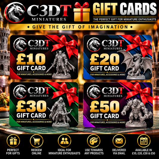 C3DT Miniatures Digital Gift Card – £10, £20, £30 & £50 | The Perfect Gift for Miniature Enthusiasts