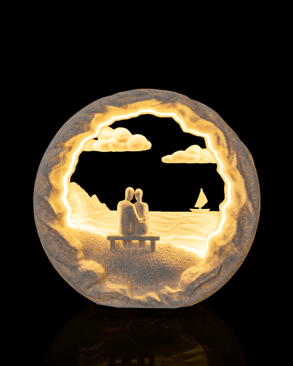 Dockside Dream LED Table Lamp – Romantic Couple Sunset Light