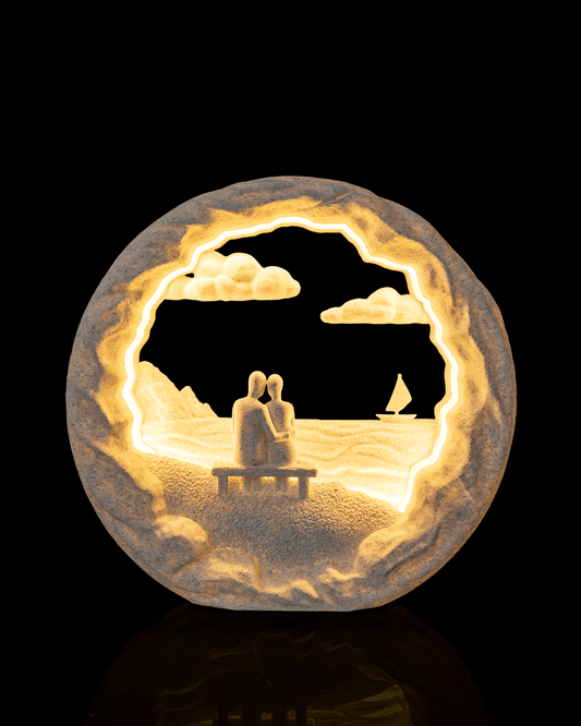 Dockside Dream LED Table Lamp – Romantic Couple Sunset Light
