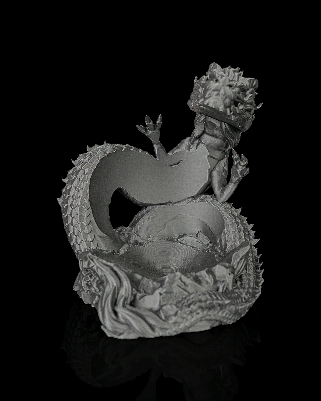 Dragon Guardian Crystal Ball Holder & Lamp – 3D Printed Fantasy Décor