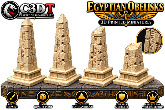 Ancient Egyptian Obelisks – Set of 4 | 3D Printed Scenery