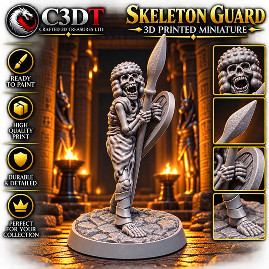 Skeleton Guard II – Spear & Shield | 3D Printed Miniature