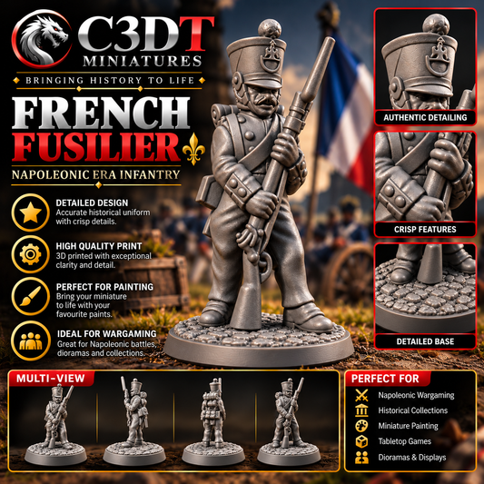 French Fusilier – Napoleonic Infantry 3D Printed Miniature
