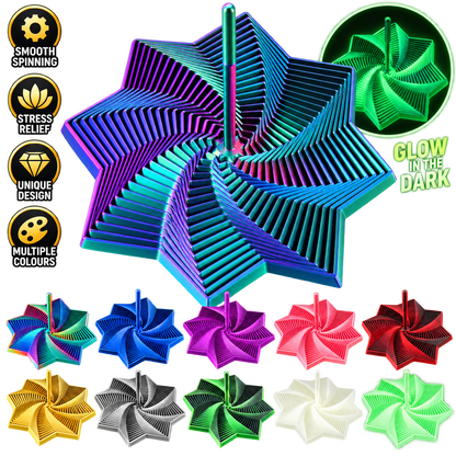 3D Printed Star Fidget Toy – Rainbow Spiral Spinner | Multiple Colours & Glow in the Dark