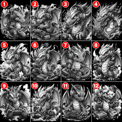 Gamer Dragon Engraved Coaster Set of 4 – Fantasy Gaming Drink Coasters