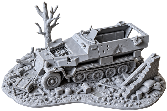 WW2 Half-Track Wreck – 28mm Battlefield Diorama