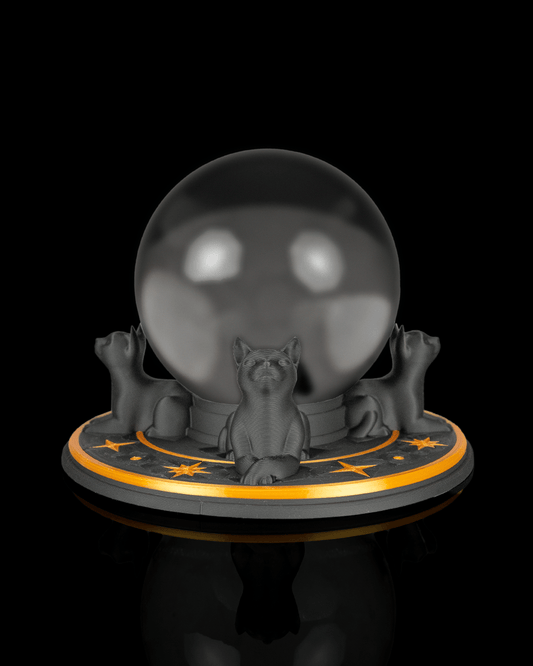 Moonlit Cats – 3D Printed Crystal Ball Holder | Mystical Cat Ornament