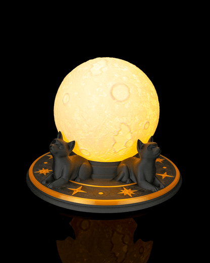 Moonlit Cats – 3D Printed Crystal Ball Holder | Mystical Cat Ornament