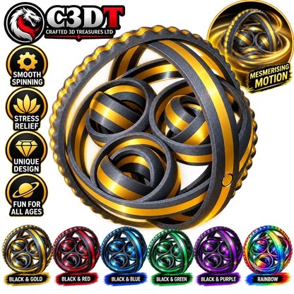 3D Printed Planetary Fidget Spinner – Gyroscopic Orbital Sensory Toy | Multiple Colours