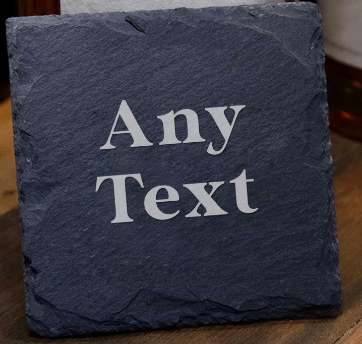 Personalised Slate Coaster, Custom Laser Engraved 100mm Tea or Coffee Gift