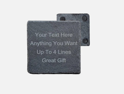 Personalised Slate Coaster, Custom Laser Engraved 100mm Tea or Coffee Gift