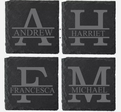 Personalised Slate Coaster, Custom Laser Engraved 100mm Tea or Coffee Gift