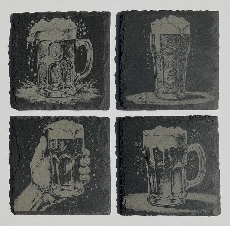 Personalised Slate Coaster, Custom Laser Engraved 100mm Tea or Coffee Gift