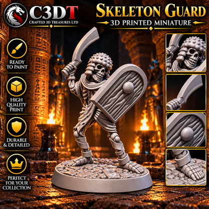 Skeleton Guard – Curved Sword &amp; Shield Miniature