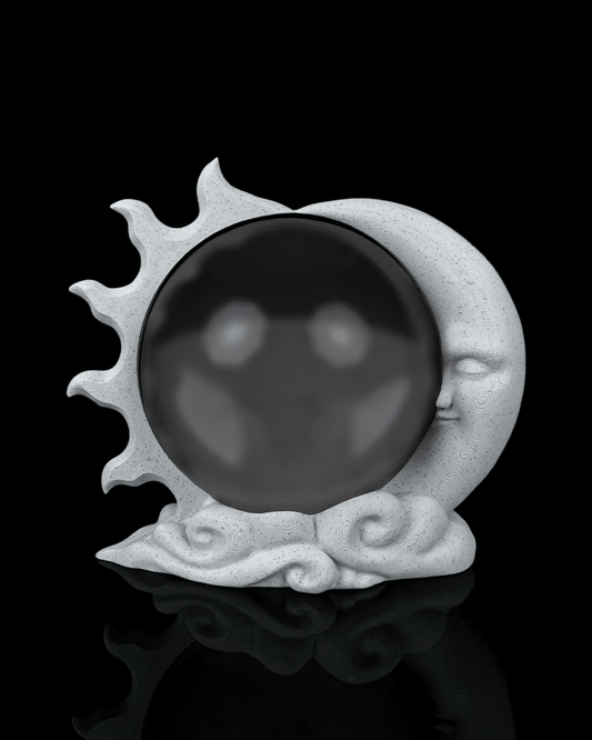 Sun &amp; Moon Crystal Ball Holder &amp; Lamp – 3D Printed Celestial Décor