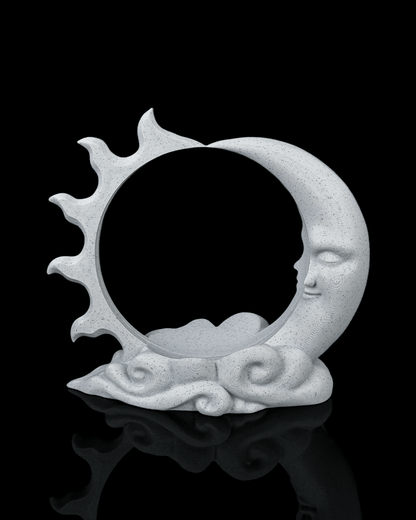 Sun &amp; Moon Crystal Ball Holder &amp; Lamp – 3D Printed Celestial Décor