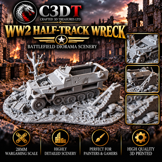 WW2 Half-Track Wreck – 28mm Battlefield Diorama