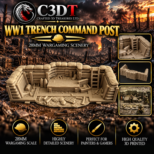 WWII Trench Command Post – 28mm 3D Printed Wargaming Scenery