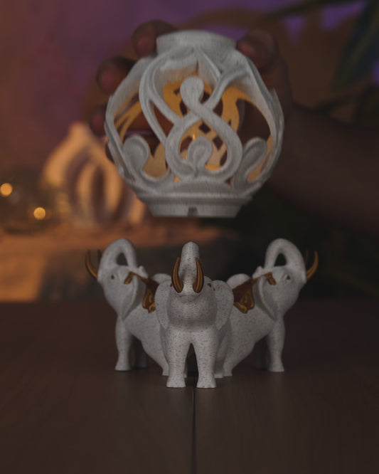 Elephant Trio – 3D Printed Elephant Family Ornament