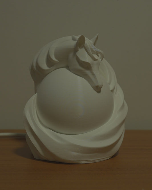 Stallion Sphere LED Lamp – 3D Printed Horse Night Light
